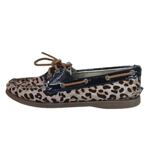 Sperry Top Sider Loafers Women's 9 Animal Print Leather Lace-up Casual Shoes